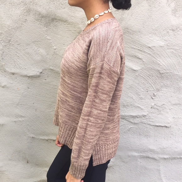 Beige knit sweater, Heather sweater, crewneck sweater, high low sweater - Picture 11 of 11